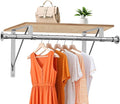 Closet Rod, 16 to 100 Inch Closet Rods Heavy Duty Adjustable Wardrobe Poles for Hanging Clothes and Heavy Duty Bracket Closet Pole Support (The Shelf NOT Included)(Silver)