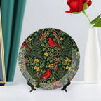 Custom Gifts Fashion Plates, William Morris Style Forest Christmas Holly Cardinals Hand-Painted Ceramic Decorative Plates Home with Display Stand, Funny Decor for Display Table Wall, 6", 7", 8", 10"