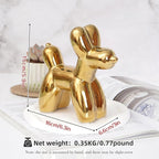 Notakia Large Golden Cute Ceramics Balloon Dog Statue Crafts Living Room Desktop Decorations,Handmade Modern Small Ceramic Animal Statue Ornament Home Decor Accents