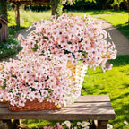 12Pcs UV Resistant Artificial Flowers Artificial Violet Outdoor Decor Realistic Faux Plants Silk Flowers No Fade for Patio Hanging Baskets Garden Pots Farmhouse Yard (Pink)