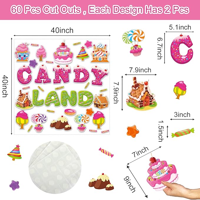 Candy World Cutouts Candy Classroom Bulletin Board Decorations Candy World Ice Cream Donut Round Lollipop Cut Outs Kids Sweet Birthday Themed Party Supplies for Students Classroom Decorations