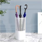 Umbrella Stands Hollowed-Out Metal Umbrella Holder with Hooks,Umbrella Rack Modern Round Outdoor Hallway Entryway Umbrella Stand Rack (Color : White, Size : 58cm)