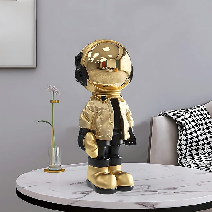 Dosker Astronaut Statues Spaceman Sculpture Polyresin Arts Gifts Gold Figurine Ornament Room Decor for Men,Home and Crafts Desktop Accessories Tabletop Decoration, Living Room, Office, Bookshelf