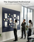 Aothia 12-Pack Felt Bulletin Board Tiles 48"x36", Modular Pin Board for Smooth Walls, Cork Board Alternative for Notes & Photos, 0.35" Thick, 70 Adhesive Tabs & 40 Pins, Navy Blue