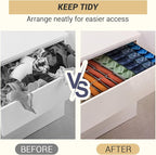 PINGMIC Gray Sock Organizer Divider 4 Pack - 24 Cell Foldable Closet Storage, Tie Organizer For Men Boxes for Socks, Ties, Belts