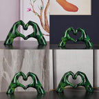 DOVDOV Resin Sculpture, Fluid Green Heart Decoration, Modern Art Statue for Home Decor for Valentine's Day, Wedding, Anniversary