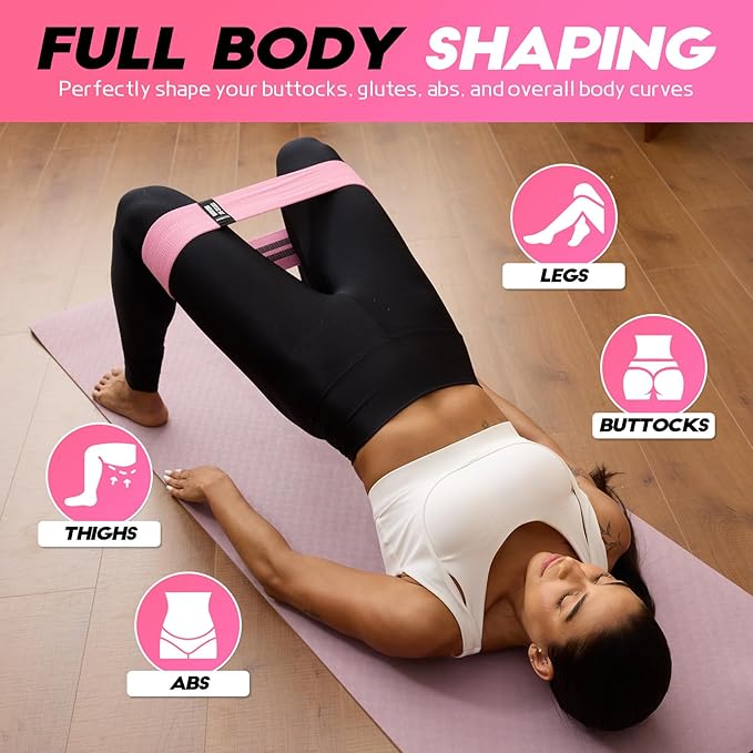 Resistance Bands for Working Out with Guide, 4 Workout Bands for Women & Men, Fabric Exercise Bands for Legs, Hip, Glute, Butt, Booty Bands Set for Yoga, Pilates, Strength
