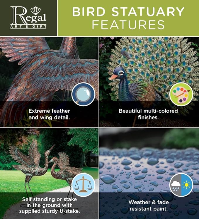 Regal Art & Gift Flying Bird Hanging Metal Mobile - Decorative Outdoor Wind Motion Sculpture for Patio, Porch & Garden Décor - Owl