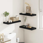Vivelove 2" Thick Floating Shelves for Wall 16 Inches Long, 12" Deep Wall Shelves, for Bedroom, Bathroom, Living Room, Kitchen, Office, Modern Home Decor, 16" X 12" X 2", Set of 2, Black