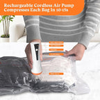Vacuum Storage Bags for Travel with Pump - 12 Pack Vacuum Seal Bags for Clothing, Blankets, Bedding, Seasonal Storage, 80% Space Saver Compression Packing Bags for Suitcase and Luggage (12PACK)