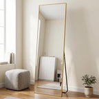 BEAUTYPEAK 71"x36" Rectangle Full Body Floor Mirrors, Full Length Mirror Hanging or Leaning, Aluminum Alloy Frame Wall Mirror for Bedroom, Dressing Room, Gold