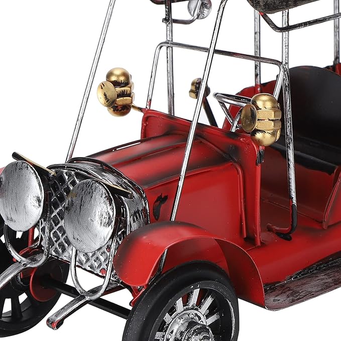 Antique Car Model, Vintage Retro Metal Car Toy, Iron Craft Desktop Ornament with Warm Finish, Decorative Collectible for Home Office Bar Display