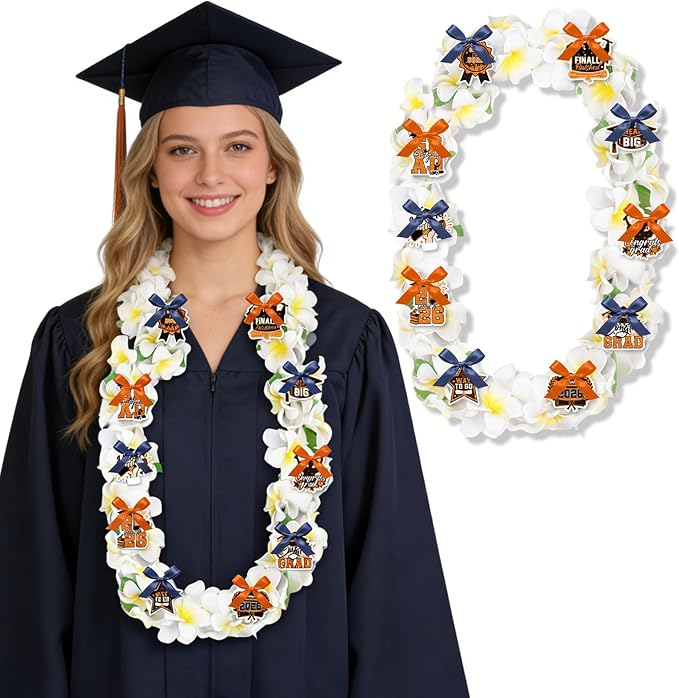 Leis for Graduation 2026, Artificial Flower Wreath with Cards Graduation Lays Gifts, Congrats Grad for High School