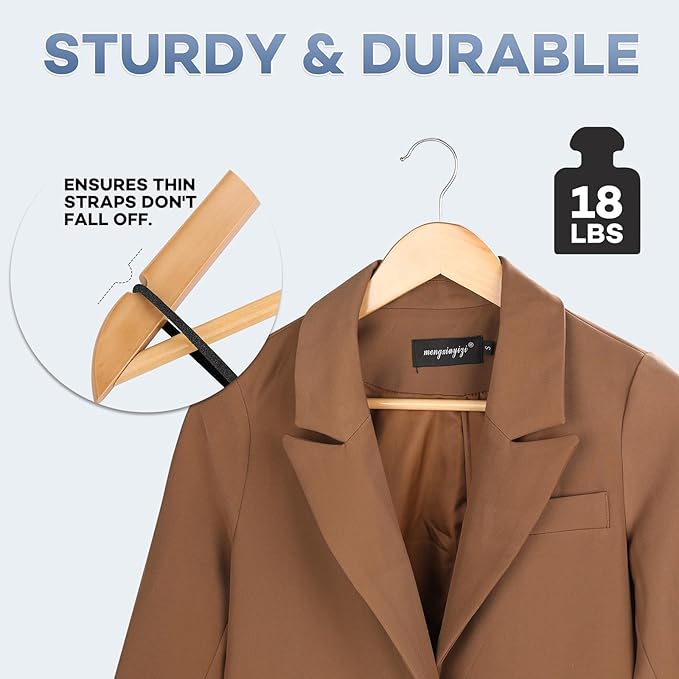 Wooden Hangers 8 Pack, Heavy Duty Wood Hangers for Coats, Suits, Jackets, Closet & Pants Durable Premium Wood Hanger with 360-Degree Rotatable Hook and Notches, Natural