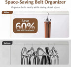 ZEDODIER Belt Organizer for Closet, Heavy-Duty Rotating Belt Hanger Rack Holds up to 24 Belts, Hanging Space Saving Metal Belt Holder for Closet Storage, Black