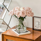 Clear Vases for Centerpieces, 9 Inch Large Glass Vase for Bouquet, Glasses Home Decor Modern Jarrones Decorativos for Wedding Living Room Dining Table Office