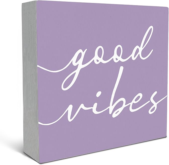 SRADMO Botanical Eucalyptus Leaves Wood Box Sign Desk Decor, Rustic Eucalyptus Leaves Wooden Block Box Sign Decoration For Home Office Shelf Table Decor (Purple)
