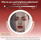 MIYADIVA Makeup Mirror with Lights,20X Magnifying Mirror with Light and Touch Switch,Vanity Mirror with 3 Color Light and 80 LEDs,2-Sided Lighted Magnified Mirrors 8.8 Inches, Pink