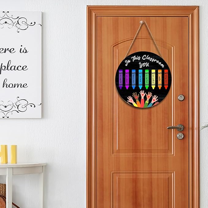 Welcome Sign for Classroom Door Decorations In This Classroom Welcome Door Hanger Sign Teacher Wooden Sign 12”x12” Classroom Welcome Door Sign for Elementary School Teacher Supplies