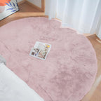 Pink Round Rug 5ft Washable Fluffy Faux Rabbit Fur Area Rugs for Living Room Shag Circle Nursery Rugs for Bedroom Cute Décor