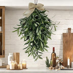 Olive Teardrop Swag – Holiday Artificial Olivee Dangling Ornament with Bow | 60cm/23.62 Inch Green Olive Swag Wreath for Wedding, Birthday, Party, Festival, Christmas, Home Decoration