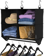 ClosetMaid 4-Shelf Fabric Hanging Closet Organizer with Garment Rod for Shirts, Sweaters, Pants, Hats, Shoes, Purses with Charcoal Black Finish