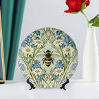 Home Decorations Plates Ceramic, William Morris Flowers And Bees Customize Christmas Gifts Ceramic Dinner Plates for Art Decoration Table Festival Decor, with 1 Display Stand