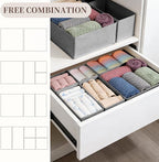 Drawer Organizer Clothes, 16 Pack Dresser Organizer Bins, Foldable Closet Organizers and Storage Fabric Dresser Bins, Shallow Drawer Dividers for Clothing, Underwears, Socks, Tie