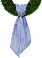Christmas Wreath Sash for Front Door, Jean Blue Seersucker Sash Holiday Baby Shower Wreath Accessories for Home Birthday Decorations