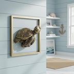 Newinhome Animal Heads Wall Decor (Includes Metal Frame) Resin sea turtle Sculptures Wall Hanging Decoration Gold vintage Wall Sculpture for Living Room Bedroom Office(Turtle)