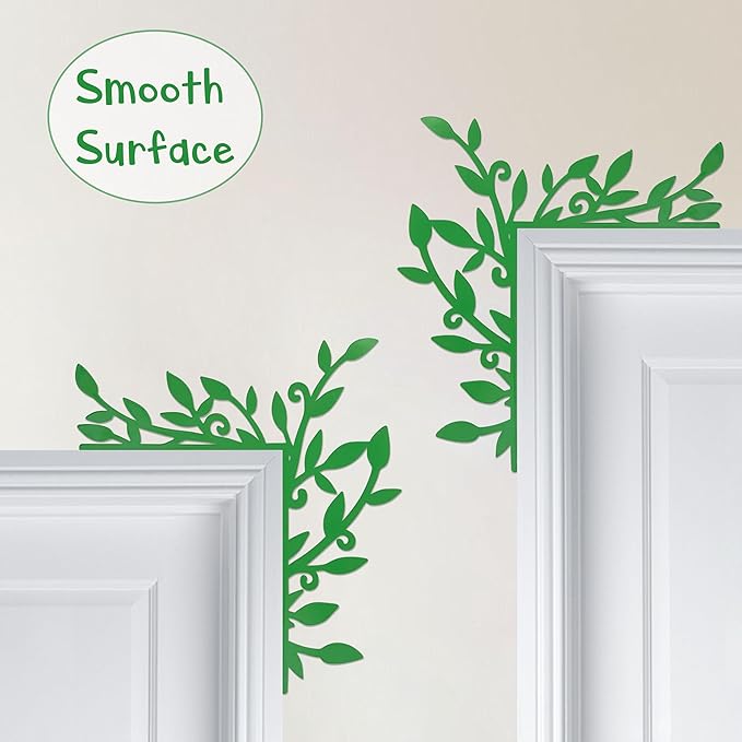 Floral Window and Door Corner Accent Leaf Corner Topper Decor Metal Hanging Decor for Door Corner(Green)