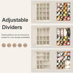 Shoe Organizer for Closet, Foldable Shoe Box with Adjustable Dividers and Clear Cover, Space Saving Shoe Storage Organizer Cabinet with Reinforced Handles, Fits 16 Pairs TP09J
