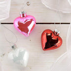 Lillian Vernon Shiny Glass Hearts Valentines Ornaments - 12 Piece Set, Blown Glass, Handcrafted Hanging Tree Decorations, Valentine's Day Holiday & Party Decor, 2" Tall Heart, Red, White & Pink