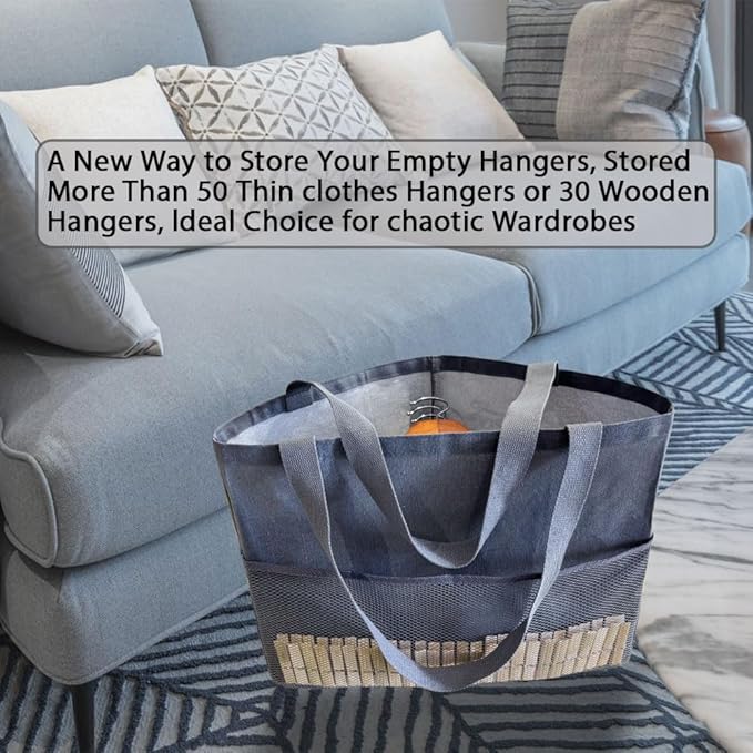 Clothes Hanger Organizer Holder for Space Saving, Fresheracc Hanger Triangle Storage Bag with Handles for Closet Tidier Laundry Rooms Wardrobe Drying Rack, Waterproof Container (Mesh Grey)
