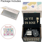Pursuestar Wind Up Music Box -La Vie En Rose, Vintage Engraved Wood Mechanism Musical Gifts for Mother's Day Valentine's Day Anniversary Birthday Christmas Thanksgiving