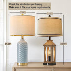 24.25" Table Lamp Modern Ceramic Blue Lamps for Living Room Bedroom Boho Bedside Table Lamps for Night Stands Nightstand Lamp Coastal Side End Table Lamps Reading Light Home Office Dorm Deco Gifts
