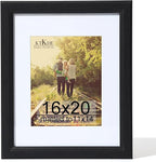 KTKDE 16x20 Picture Frame Real Glass,Poster frame Display Pictures 11x14 with Mat or 16x20 Without Mat, Modern Style Wood Composite Frame,Gallery Wall Frame Wooden Black，best gift