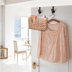 WLLHYF Woven Hanging Magazine Holder Water Hyacinth Storage Basket Wall Mounted Wicker Organizer Boho Modern Farmhouse Book Rack with Handle File Newspaper Mail Holder for Home Office