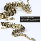 LIYAOLI Metal Large 3D Printed Articulated Chinese Dragon Figurine Statue Bookshelf Decor 15 Inch Copper Flexible Joints Luck Dragon for Home Office Desk Decoration
