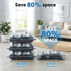 Mapambo Travel Vacuum Bags with -60000Pa LED Electric Pump, 12 Pack Vacuum Seal Bags for Clothing Travel in 3 Combo sizes, Space Saver Vacuum Storage Bags, Saving up to 80% of Space (12 Combo Size)