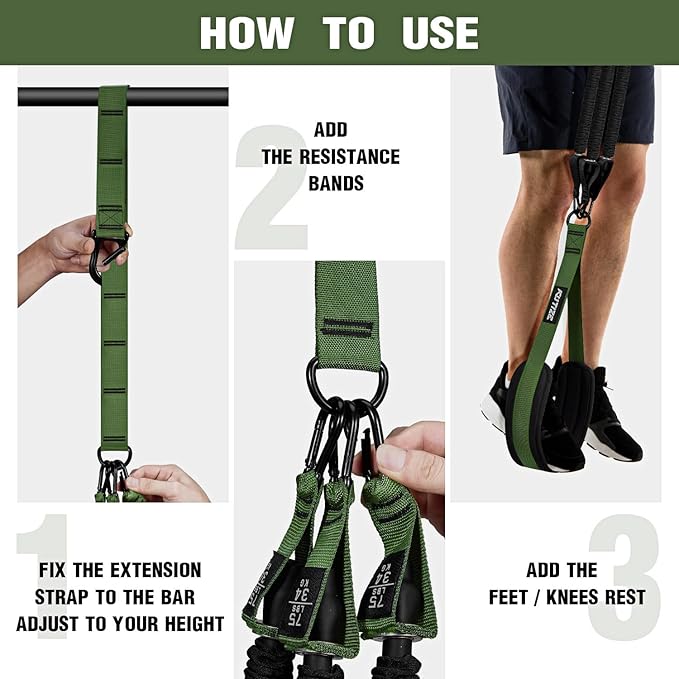Pull Up Assistance Bands, Pull Up Bar Resistance Bands, Pull Up Bands for Enhanced Strength Training, Muscle Training, 3 Heavy-Duty Adjustable Pull Up Assist Strap & Comfortable Foot Strap