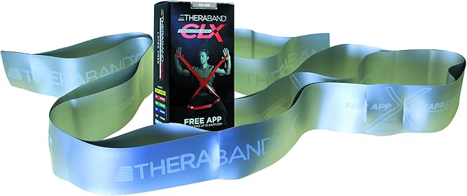 THERABAND CLX Resistance Band with Loops, 5-Foot Non-Latex Exercise Band for Mobility, Rehab, Stretching & Home Workouts, Color-Coded Resistance Levels