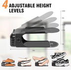 TOPNEW 20 Pack Shoe Slots Organizer Shoe Stacker for a Pair of Shoes 4 Levels Adjustable 50% Shoe Space Saver Double Layer Shoe Rack Organizer for Closet (Black)
