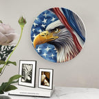Decorative Plates, Eagle and American Flag Patriotic Display Plate for Home Office Kitchen Table Decor Porcelain Plates 8 Inch, Birthday Gifts
