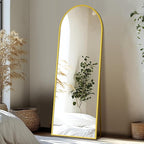 Delma Full Length Mirror, Large Floor Mirror for Wall, Bedroom, Bathroom, Living Room with Aluminium Frame (Stand, Arch 56x15-Gold)