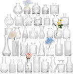 38 Pack Clear Glass Bud Vase Set, Small Vintage Vases for Centerpieces, Decorative Flower Vases for Wedding Home Table Decor