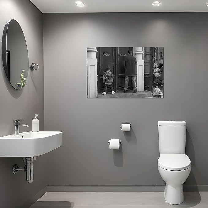 Funny Bathroom Wall Decor Black and White Wall Art - Classic Movie Posters Canvas Print, Vintage Funny Wall Art for Office Lounge Area Restroom Bathroom Decor 16x24 inch