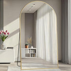 Prywot Full Length Mirror, Oversized 78"x38" Arched-Top Floor Mirror, Free Standing Mirrors, Modern Full Body Mirrors with Aluminum Alloy Frame for Bedroom,Living Room, Gold