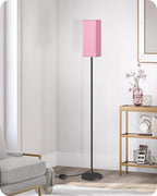 Floor Lamp, Pole with Foot Switch, Modern Standing Lamp Shade, Minimalist Freestanding Lamp (Bulb Not Included), for Living Room, Bedroom Office ETL Listed, Black and Pink P07LD05