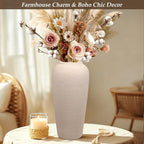 Tall Ceramic Vase 12 Inch Neutral Textured Vase,Cream Ceramic Vase for Home Decor,Farmhouse Tall Ceramic Flower Vase for Dining Table,Living Room,Kitchen,Bedroom,Entryway